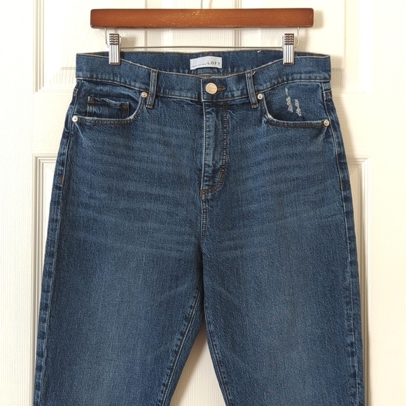 Loft Classic Medium Wash High Waist Slim Straight Leg Ankle Cropped Jeans 30/10 - Picture 2 of 15
